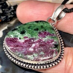 Anyolite Ruby Red Zoisite Pendant 1 7/8”
